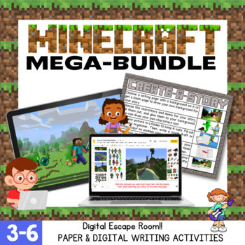 Mega Bundle of Minecraft Activities - Paper and Digital Writing & Escape Room