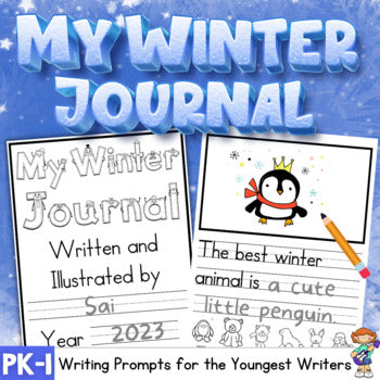 Winter Writing Journal with Prompts and Pictures for Young Writers