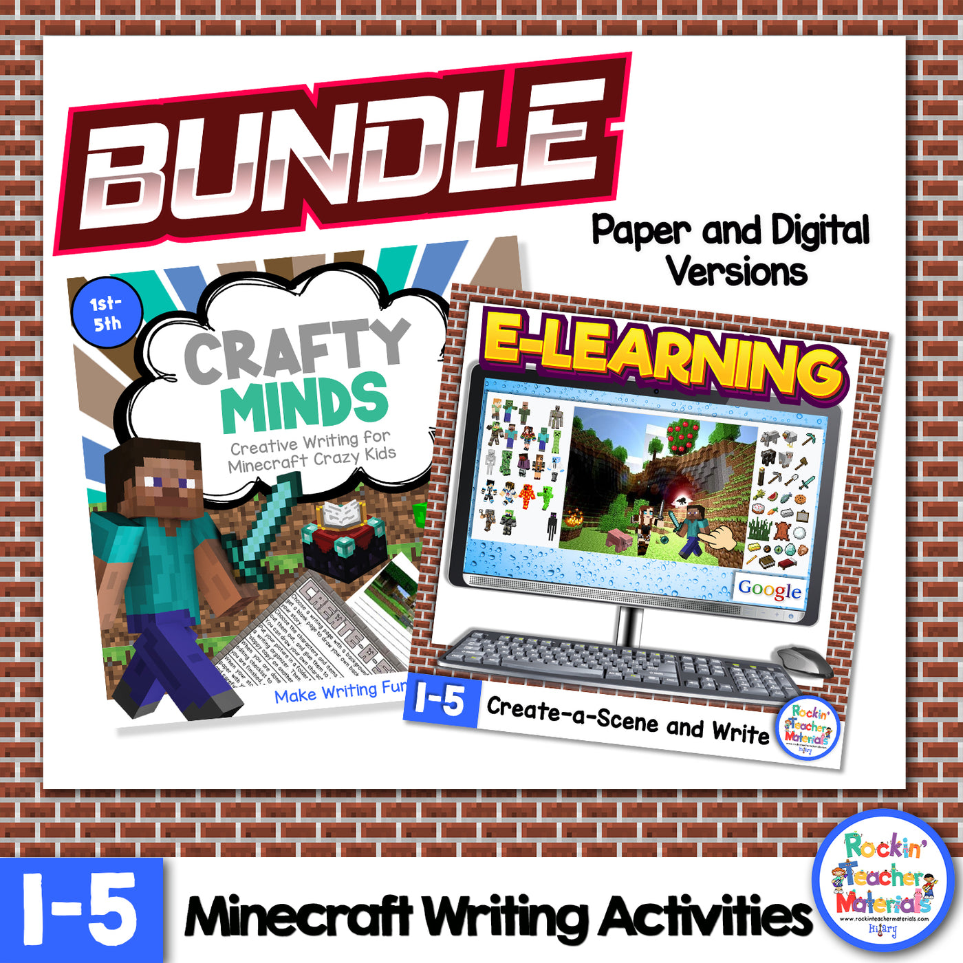 Minecraft Writing Create-a-Scene & Write - Digital & Printable Versions Combined
