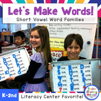 Let's Make Words! Short Vowel Word Family Literacy Station Activities