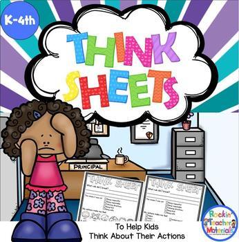 Think Sheets to Help Kids Think About Their Actions