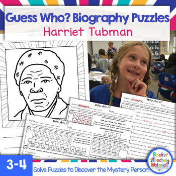 Harriet Tubman Biography Puzzles for Kids- Guess Who? A History Mystery