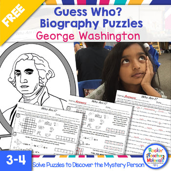 George Washington Biography Puzzles for Kids- Guess Who? A History Mystery