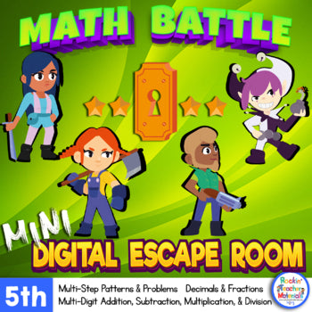 5th Grade Mini Digital Escape Room - 4 operations with Decimals & Fractions