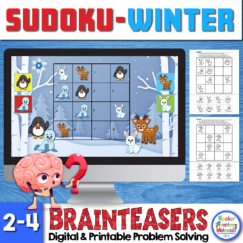 Sudoku Puzzles - Winter Problem Solving Brainteasers - Digital and Printable