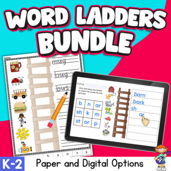 Word Ladders BUNDLE - Paper and Google Options for Primary Students